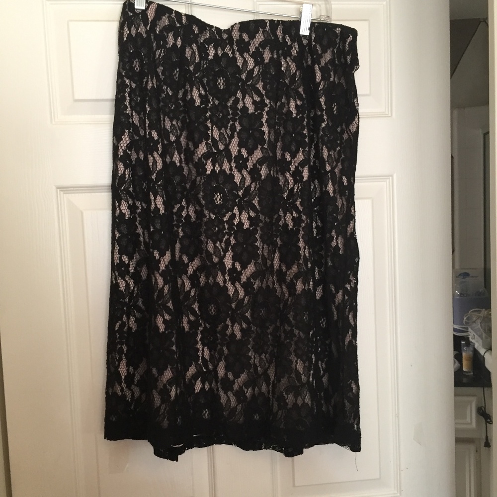Black Lace Skirt with Beige/Tan Underlay